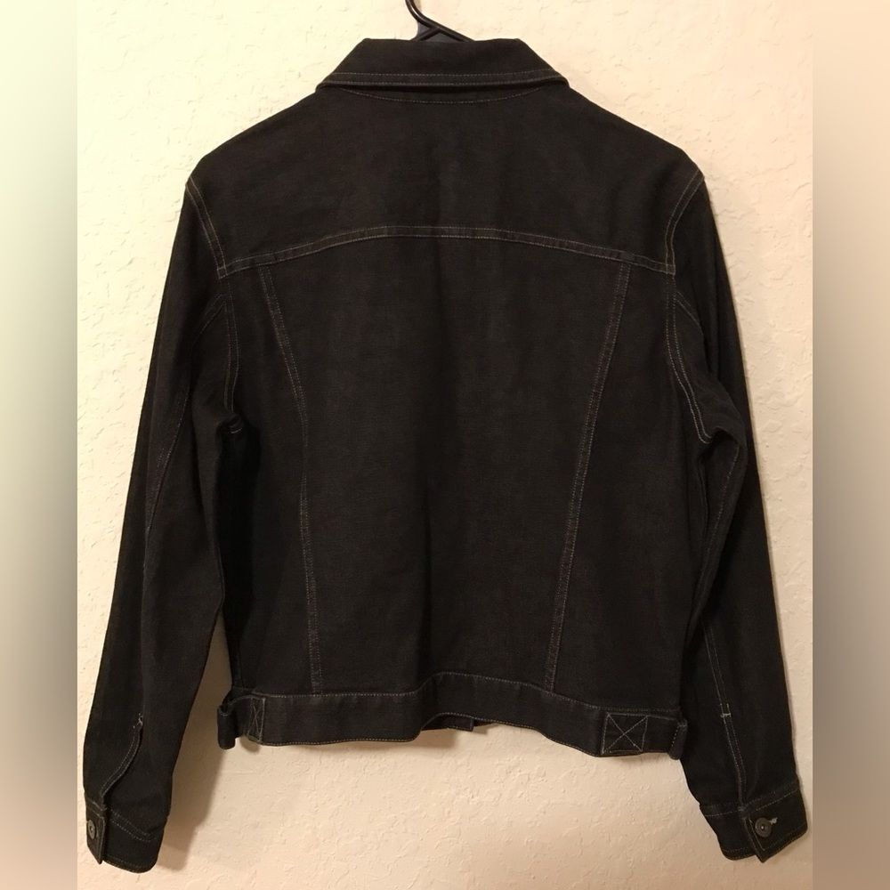 Vintage Y2K Lizwear Jeans Dark Wash Denim Jacket with Damask Print Inside - Picture 4 of 7